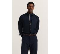 Langarmhemd BUGATTI "Modern Fit", Herren, Gr. XL, Normalgrößen, 390, marine, 100% Baumwolle, unifarben, normal, eckige 2-Knopf-Manschette, Hemden Langarmhemd, mit Under Button-Down & Easy-Care (707801