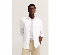 Langarmhemd BUGATTI "Modern Fit", Herren, Gr. XXL, Normalgrößen, weiß (10, weiß), 64% Baumwolle, 36% Polyester, unifarben, normal, eckige 2-Knopf-Manschette, Hemden, mit Kent-Kragen und Stretch-Funkti