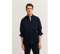 Langarmhemd BUGATTI "Soft Cotton", Damen, Gr. 3XL, Normalgrößen, 390, marine, 100% Baumwolle, unifarben, normal, eckige 2-Knopf-Manschette, Hemden Langarmhemd, im Modern Fit mit Button-Down-Kragen (76