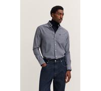 Langarmhemd BUGATTI "Soft Cotton", Herren, Gr. L, Normalgrößen, 390, marine, 100% Baumwolle, Fischgratmuster, normal, eckige 2-Knopf-Manschette, Hemden, im Modern Fit mit Button-Down Kragen (82919339-