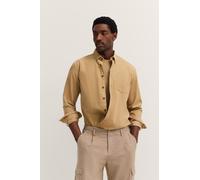 Langarmhemd BUGATTI "Soft Cotton", Herren, Gr. L, Normalgrößen, beige (40, beige), 100% Baumwolle, unifarben, normal, eckige 2-Knopf-Manschette, Hemden, im Modern Fit mit Button-Down-Kragen (59677860-