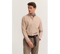 Langarmhemd BUGATTI "Soft Cotton", Herren, Gr. XXL, Normalgrößen, 40, beige, 100% Baumwolle, Fischgratmuster, normal, eckige 2-Knopf-Manschette, Hemden, im Modern Fit mit Button-Down Kragen (45158247-