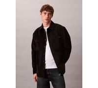 Langarmhemd CALVIN KLEIN JEANS, Herren, Gr. L, N-Gr, schwarz, Cord, Obermaterial: 100% Baumwolle, unifarben, relaxed fit normal, Rundhals, 1-Knopf-Manschette, Hemden, relaxed fit, normaler Hemdkragen,