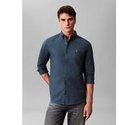 Langarmhemd CALVIN KLEIN JEANS, Herren, Gr. XXL, N-Gr, navy teal, Web, Obermaterial: 98% Baumwolle, 2% Elasthan, unifarben, klassisch normal, Rundhals, 1-Knopf-Manschette mit Schlitz, Hemden, Button-D