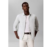Langarmhemd CALVIN KLEIN "LONG SLEEVE SOLID STRETCH SLIM SHIRT", Herren, Gr. S, N-Gr, pale meadow, Web, Obermaterial: 96% Baumwolle, 4% Elasthan, slim fit hüftlang, Rundhals, Ärmel mit Ärmelschlitz 2-