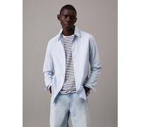 Langarmhemd CALVIN KLEIN "LONG SLEEVE SOLID STRETCH SLIM SHIRT", Herren, Gr. XL, N-Gr, niagara mist, Web, Obermaterial: 96% Baumwolle, 4% Elasthan, unifarben, slim fit hüftlang, Rundhals, Ärmel mit Är