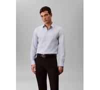 Langarmhemd CALVIN KLEIN "LONG SLEEVE SOLID STRETCH SLIM SHIRT", Herren, Gr. XL, N-Gr, niagara mist, Web, Obermaterial: 96% Baumwolle, 4% Elasthan, unifarben, slim fit hüftlang, Rundhals, Ärmel mit Är