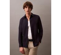 Langarmhemd CALVIN KLEIN "LONG SLEEVE SOLID STRETCH SLIM SHIRT", Herren, Gr. XXL, N-Gr, blau (schwarz sapphire), Web, Obermaterial: 96% Baumwolle, 4% Elasthan, unifarben, slim fit hüftlang, Rundhals,