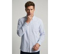 Camel Active Oxford Streifenhemd aus Organic Cotton mit Button-down Blau-Weiß Gr. XL
