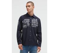 Camp David Herren Jacquard-Langarmhemd mit Artworks Blue Navy, XXXL