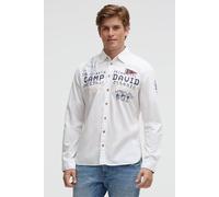 Langarmhemd CAMP DAVID, Herren, Gr. 4XL, Normalgrößen, weiß, Web, Material: 100% Baumwolle, bedruckt, bestickt, figurbetont normal, 1-Knopf-Manschette, Hemden, mit Kentkragen (31200664-4XL) weiß