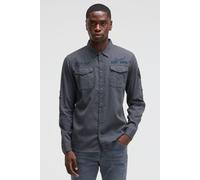 Langarmhemd CAMP DAVID, Herren, Gr. L, Normalgrößen, blau, Web, Material: 100% Baumwolle, bestickt, regular fit normal, Umschlagsaum, Hemden, mit Klappentaschen (67369312-L) blau