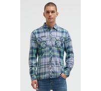 Langarmhemd CAMP DAVID, Herren, Gr. M, Normalgrößen, flight grün, Material: 100% Baumwolle, bedruckt, bestickt, kariert, figurbetont normal, 1-Knopf-Manschette, Hemden, mit Klappentaschen (44688756-M)