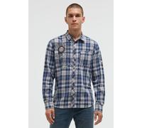 Langarmhemd CAMP DAVID, Herren, Gr. M, Normalgrößen, vintage indigo, Web, Material: 100% Baumwolle, bedruckt, bestickt, kariert, regular fit normal, 1-Knopf-Manschette, Hemden, mit Brusttasche (637836