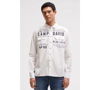 Langarmhemd CAMP DAVID, Herren, Gr. M, Normalgrößen, weiß, Web, Material: 100% Baumwolle, bedruckt, bestickt, regular fit normal, 1-Knopf-Manschette, Hemden, mit Klappentaschen (23319423-M) weiß