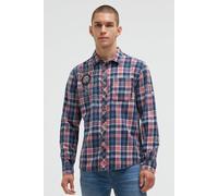 Langarmhemd CAMP DAVID, Herren, Gr. S, Normalgrößen, brick rot indigo, Material: 100% Baumwolle, bedruckt, bestickt, kariert, regular fit normal, 1-Knopf-Manschette, Hemden, mit Brusttasche (35624467-