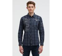 Camp David Herren Karohemd mit Prints, Patches und Stickereien Blue Shades, XL