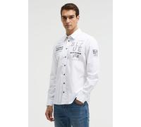 Langarmhemd CAMP DAVID, Herren, Gr. XXL, Normalgrößen, weiß, Material: 100% Baumwolle, bedruckt, bestickt, figurbetont normal, 1-Knopf-Manschette, Hemden, aus Baumwolle (43109528-XXL) weiß