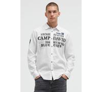 Camp David Herren Jacquard-Langarmhemd mit Artworks Opticwhite, XXL