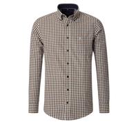 Langarmhemd CASAMODA "CASAMODA Freizeithemd kariert", Herren, Gr. L, Normalgrößen, beige, 100% Baumwolle, kariert, lässig geschnitten, Hemden (98330962-L) beige