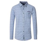 Langarmhemd CASAMODA "CASAMODA Freizeithemd Langarm Print", Herren, Gr. 4XL, Normalgrößen, blau, 100% Baumwolle, bedruckt, lässig geschnitten, Hemden (53008605-4XL) blau