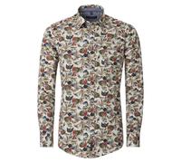Langarmhemd CASAMODA "CASAMODA Freizeithemd Langarm Print", Herren, Gr. L, Normalgrößen, rot, 100% Baumwolle, bedruckt, lässig geschnitten, Hemden (70449965-L) rot