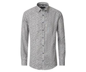 Langarmhemd CASAMODA "CASAMODA Freizeithemd Langarm Print", Herren, Gr. M, Normalgrößen, beige (champagner beige), 100% Baumwolle, bedruckt, lässig geschnitten, Hemden (92467857-M) champagner beige
