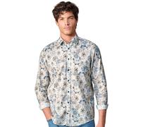 Langarmhemd CASAMODA "CASAMODA Freizeithemd Langarm Print", Herren, Gr. M, Normalgrößen, grün, 55% Leinen, 45% Baumwolle, bedruckt, lässig geschnitten, Hemden (85225869-M) grün