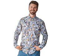 Langarmhemd CASAMODA "CASAMODA Freizeithemd Langarm Print", Herren, Gr. XL, Normalgrößen, gelb, 100% Baumwolle, bedruckt, lässig geschnitten, Hemden (85164659-XL) gelb