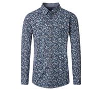 Langarmhemd CASAMODA "CASAMODA Freizeithemd Print", Herren, Gr. 4XL, Normalgrößen, blau (dunkelblau), 100% Baumwolle, bedruckt, comfort fit, Hemden (19679103-4XL) dunkelblau