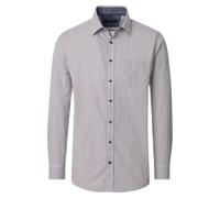 Langarmhemd CASAMODA "CASAMODA Freizeithemd Print", Herren, Gr. L, Normalgrößen, grau, 100% Baumwolle, bedruckt, comfort fit, Hemden (18073439-L) grau