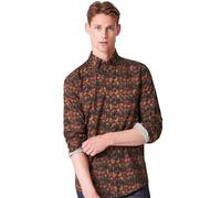 Langarmhemd CASAMODA "CASAMODA Freizeithemd Print", Herren, Gr. M, Normalgrößen, orange (dunkelorange), 100% Baumwolle, bedruckt, lässig geschnitten, Hemden (58131528-M) dunkelorange