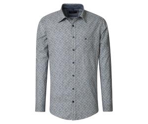 Langarmhemd CASAMODA "CASAMODA Freizeithemd Print", Herren, Gr. XXL, Normalgrößen, blau, 100% Baumwolle, bedruckt, lässig geschnitten, Hemden (54262261-XXL) blau