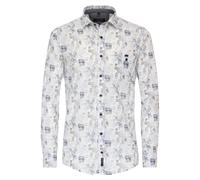 Langarmhemd CASAMODA "CASAMODA Freizeithemd Print", Herren, Gr. XXL, Normalgrößen, blau (mittelblau), 100% Baumwolle, bedruckt, lässig geschnitten, Hemden (70029223-XXL) mittelblau
