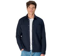 Langarmhemd CASAMODA "CASAMODA Hemdjacke uni", Herren, Gr. XL, Normalgrößen, blau, 50% Polyester, 40% Wolle, 10% Polyacryl, unifarben, lässig geschnitten, Hemden (62386624-XL) blau