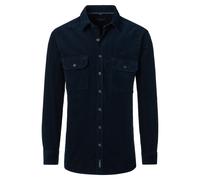 Langarmhemd CASAMODA "CASAMODA Hemdjacke uni", Herren, Gr. XL, Normalgrößen, blau (dunkelblau), 100% Baumwolle, unifarben, lässig geschnitten, Hemden (58980411-XL) dunkelblau