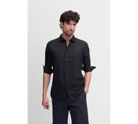 Langarmhemd CINQUE "CISTEVEN", Herren, Gr. L, N-Gr, dunkelblau, Web, Obermaterial: 55% Leinen, 45% Baumwolle, unifarben, regular fit normal, Rundhals, 1-Knopf-Manschette, Hemden, Kentkragen, Regular F