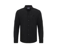 Businesshemd CIPO & BAXX "CH199", Herren, Gr. L, US-Größen, schwarz, 75% Baumwolle, 25% Leinen, unifarben, slim fit, ohne Ausschnitt, Manschette mit Knöpfen, Hemden, Baumwoll-Leinen Mix (52409024-L) s
