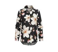 Langarmhemd CLOUD 5IVE "CLOUD 5IVE Langarm-Bluse mit Knopfleiste u. Blumenprint", Damen, Gr. XS, US-Größen, schwarz, 95% Polyester, 5% Elasthan, normal, Hemden (98418465-XS) schwarz