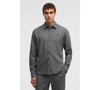 Langarmhemd CMPD, Herren, Gr. L, Normalgrößen, grau (iron grau), Web, Material: 100% Baumwolle, bestickt, slim fit normal, 1-Knopf-Manschette, Hemden, mit Kentkragen (83748054-L) iron grau