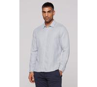 Langarmhemd CMPD, Herren, Gr. S, Normalgrößen, weiß (smokey mint), Web, Material: 100% Leinen, bestickt, figurbetont normal, 1-Knopf-Manschette, Hemden, aus Leinen (14869532-S) smokey mint