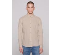 Langarmhemd CMPD, Herren, Gr. XL, Normalgrößen, beige (canvas), Web, Material: 100% Leinen, bestickt, figurbetont normal, 1-Knopf-Manschette, Hemden, aus Leinen (21048639-XL) canvas