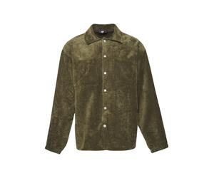 Langarmhemd DEF "DEF Herren DEF Cord Shirt", Herren, Gr. S, US-Größen, grün (olive), 84% Polyester, 16% Polyamid, unifarben, normal, Hemden (29902203-S) olive