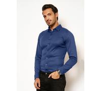 Langarmhemd DESOTO "Jerseyhemd Casual Kent", Herren, Gr. XL, N-Gr, blau piqué, Jersey, Obermaterial: 100% Baumwolle, unifarben, slim fit normal, Rundhals, Raglanärmel,Ärmel mit Ärmelschlitz 1-Knopf-Ma