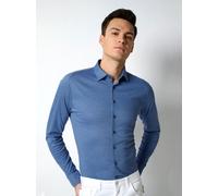 Langarmhemd DESOTO "Jerseyhemd Casual Kent", Herren, Gr. XL, N-Gr, blau (dove blau piqué), Jersey, Obermaterial: 100% Baumwolle, unifarben, slim fit normal, Rundhals, Raglanärmel,Ärmel mit Ärmelschlit