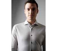 Langarmhemd DESOTO "Jerseyhemd Essential Hai langarm", Herren, Gr. 43, N-Gr, grau (grau houndstooth), Jersey, Obermaterial: 100% Baumwolle, Hahnentrittmuster, gemustert, mehrfarbig, regular fit normal