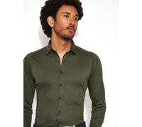 Langarmhemd DESOTO "Jerseyhemd Casual Kent", Herren, Gr. XL, N-Gr, forrest grün piqué, Jersey, Obermaterial: 100% Baumwolle, unifarben, slim fit normal, Rundhals, Raglanärmel,Ärmel mit Ärmelschlitz 1-