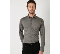 Langarmhemd DESOTO "Jerseyhemd Casual Kent", Herren, Gr. XL, N-Gr, grau (grau piqué), Jersey, Obermaterial: 100% Baumwolle, unifarben, slim fit normal, Rundhals, Raglanärmel,Ärmel mit Ärmelschlitz 1-K