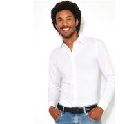 Langarmhemd DESOTO "Jerseyhemd Casual Kent langarm", Herren, Gr. 3XL, N-Gr, weiß (solid weiß), Jersey, Obermaterial: 100% Baumwolle, slim fit, Manschette, Hemden, Flexibler Stretch (53597746-XXXL) sol