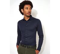 Langarmhemd DESOTO "Jerseyhemd Casual Kent langarm", Herren, Gr. S, N-Gr, navy with light blau dots, Jersey, Obermaterial: 100% Baumwolle, gemustert, gepunktet, mehrfarbig, slim fit normal, Rundhals,